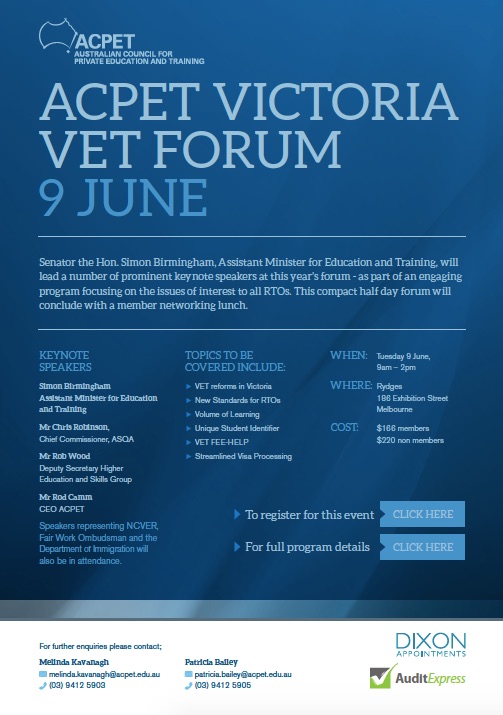 ACPET Victoria VET Forum